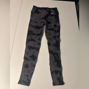 Bombshell sportswear ribbed seamless black tie dye leggings